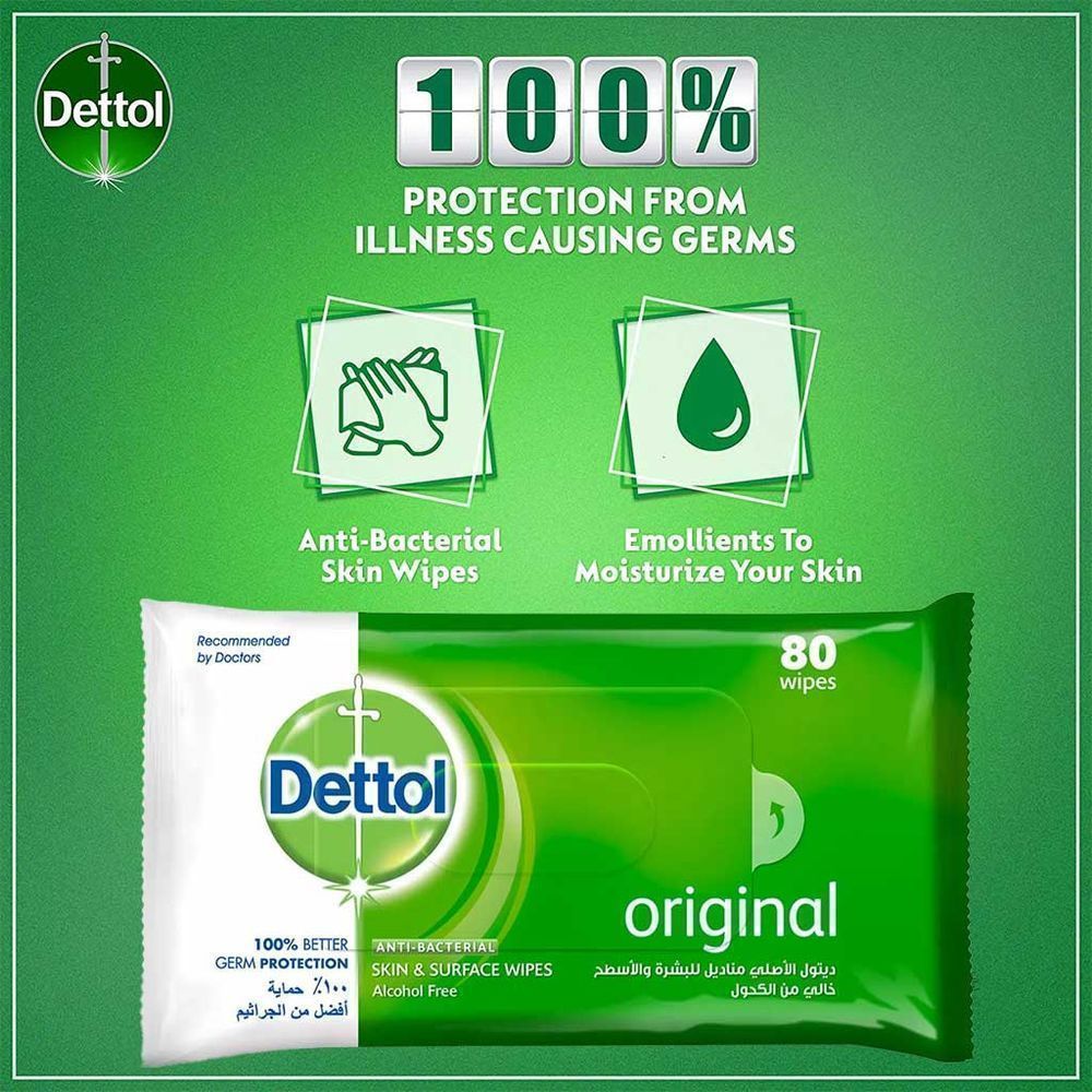 DETTOL SKIN & SURFACE 2 IN 1 WIPES ORIGINAL 80'S #28500 2