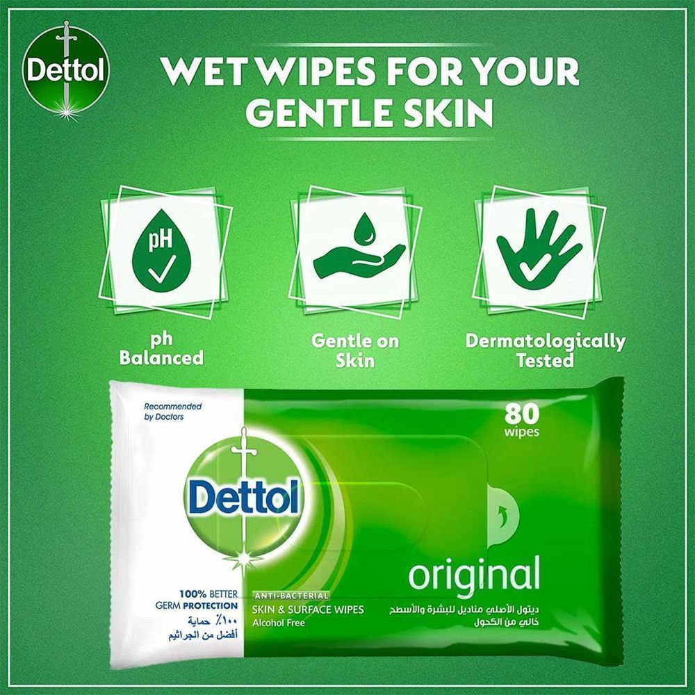 DETTOL SKIN & SURFACE 2 IN 1 WIPES ORIGINAL 80'S #28500 5