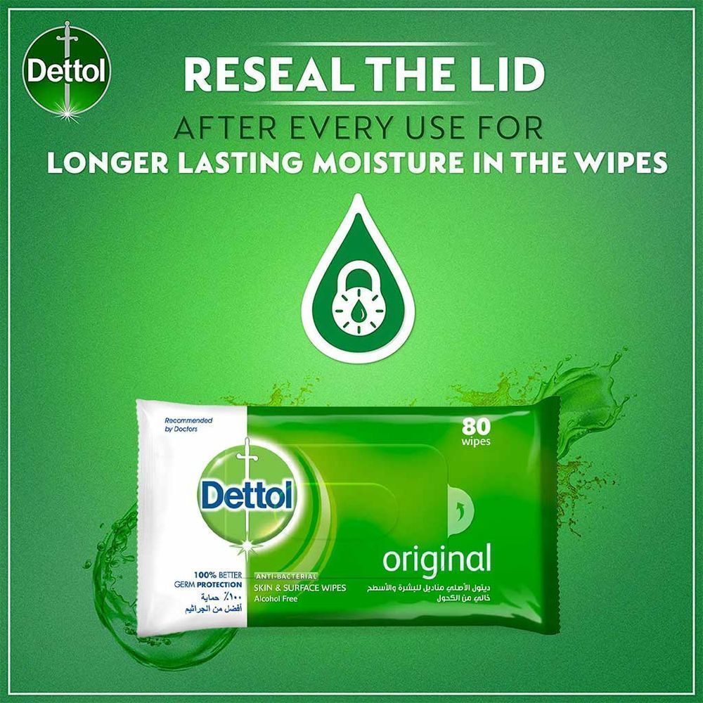 DETTOL SKIN & SURFACE 2 IN 1 WIPES ORIGINAL 80'S #28500 6