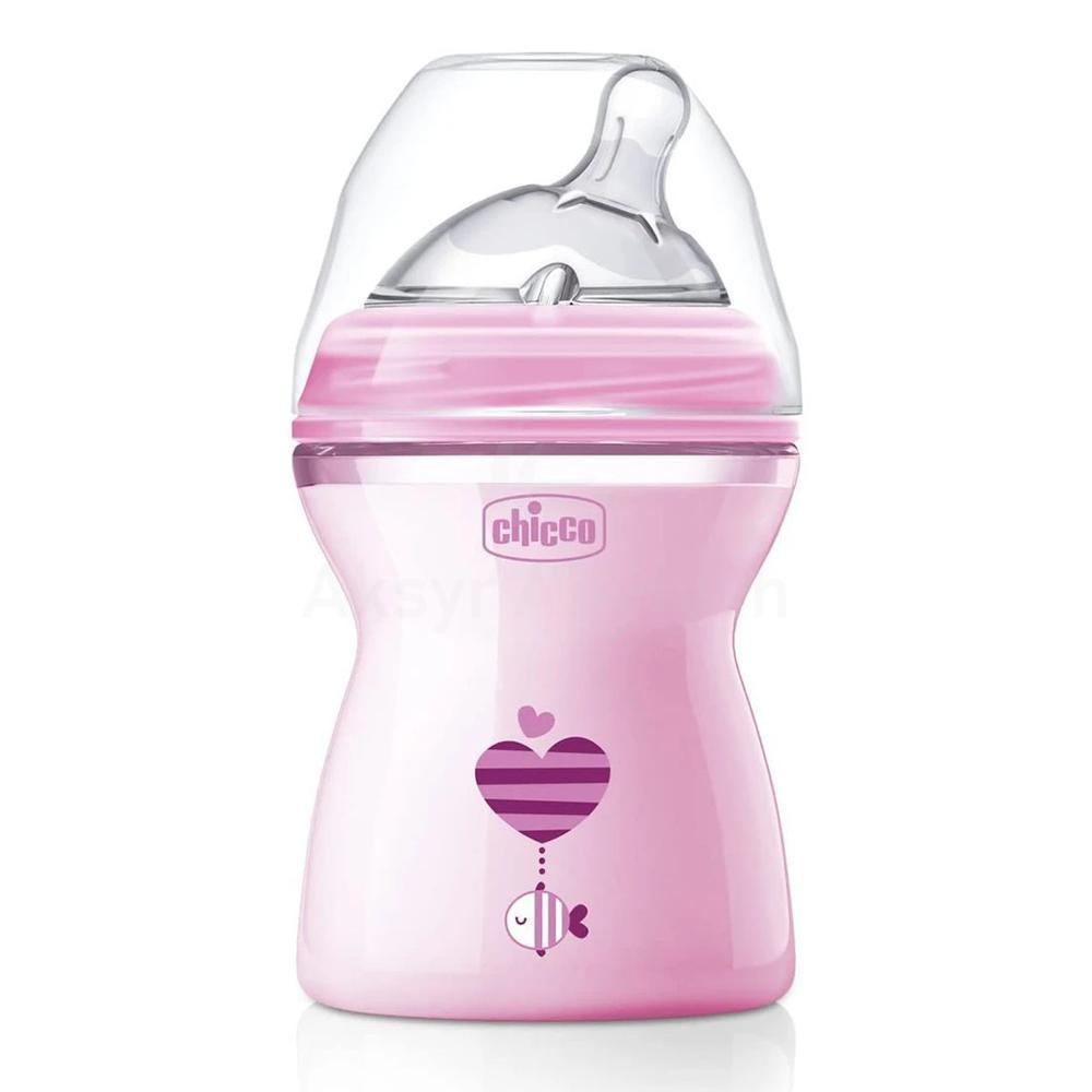 CHICCO NAT.FEELING BOTTLE 2M+PINK 250ML# 813231 1