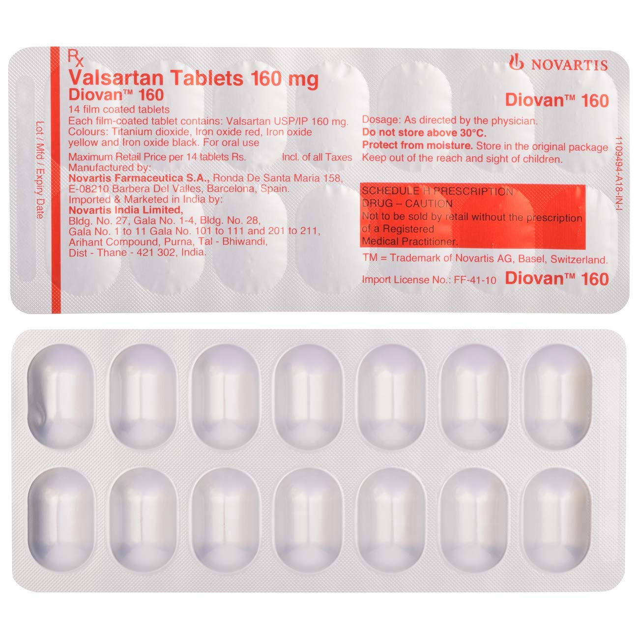 DIOVAN 160MG TABLETS 28'S 1