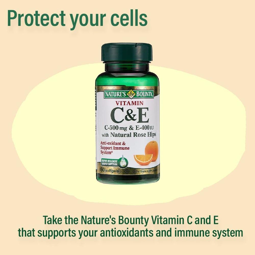 NAT.BOUNTY VITAMIN C & E CAPS 50'S 2