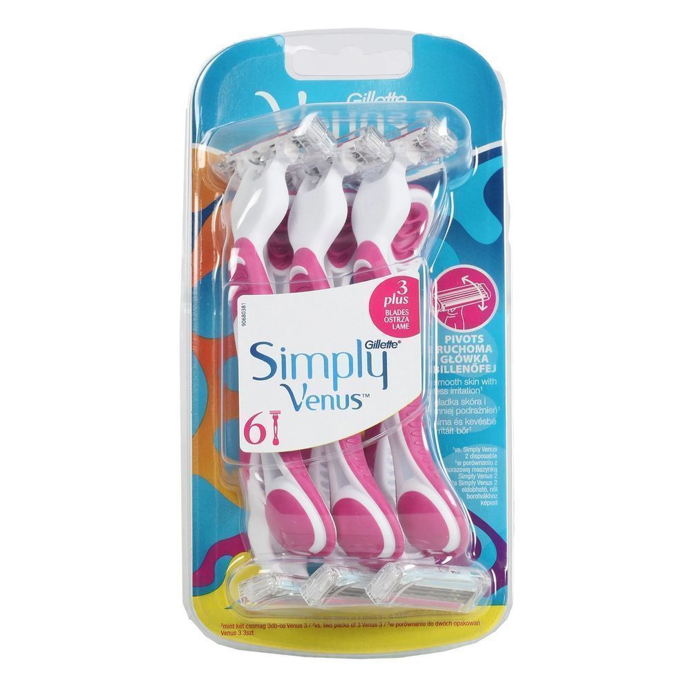 GILLETTE SIMPLY VENUS 3 PLUS DISP.PINK RAZOR 6'S #3000