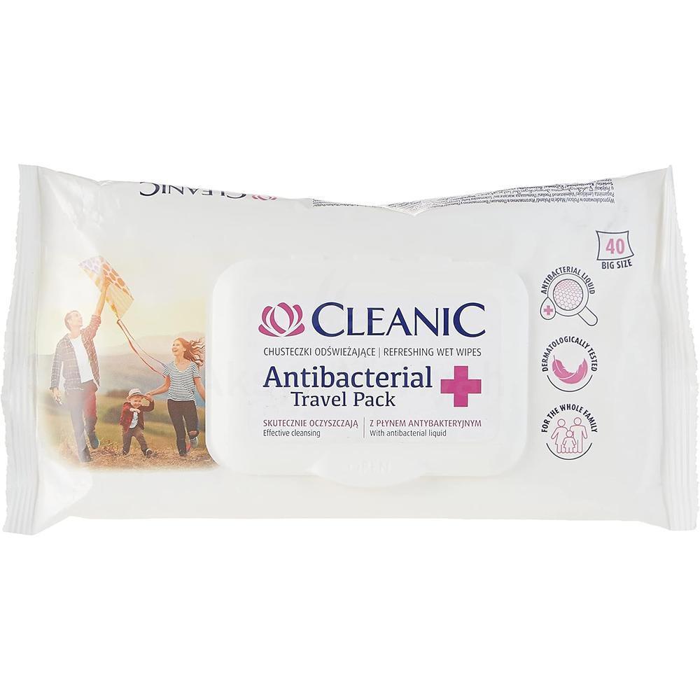CLEANIC REFRESHING ANTI-BACTERIAL WIPES 40'S