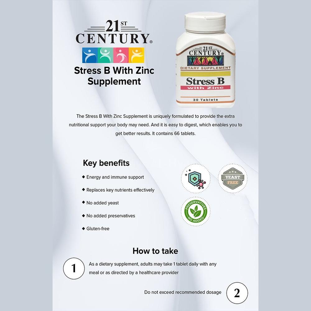 21 CH STRESS B WITH ZINC TAB 30'S #46478 6