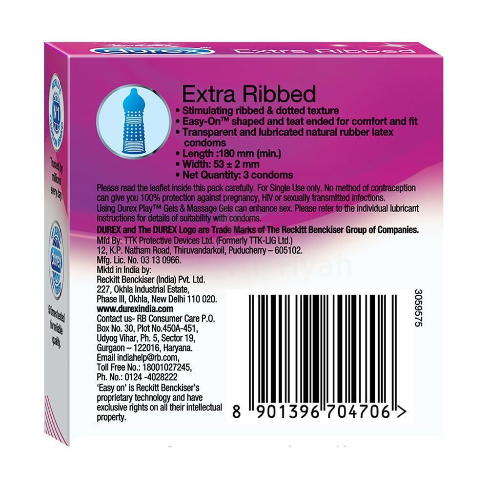 LV DUREX EXTRA RIBBED CONDOM 3'S 3