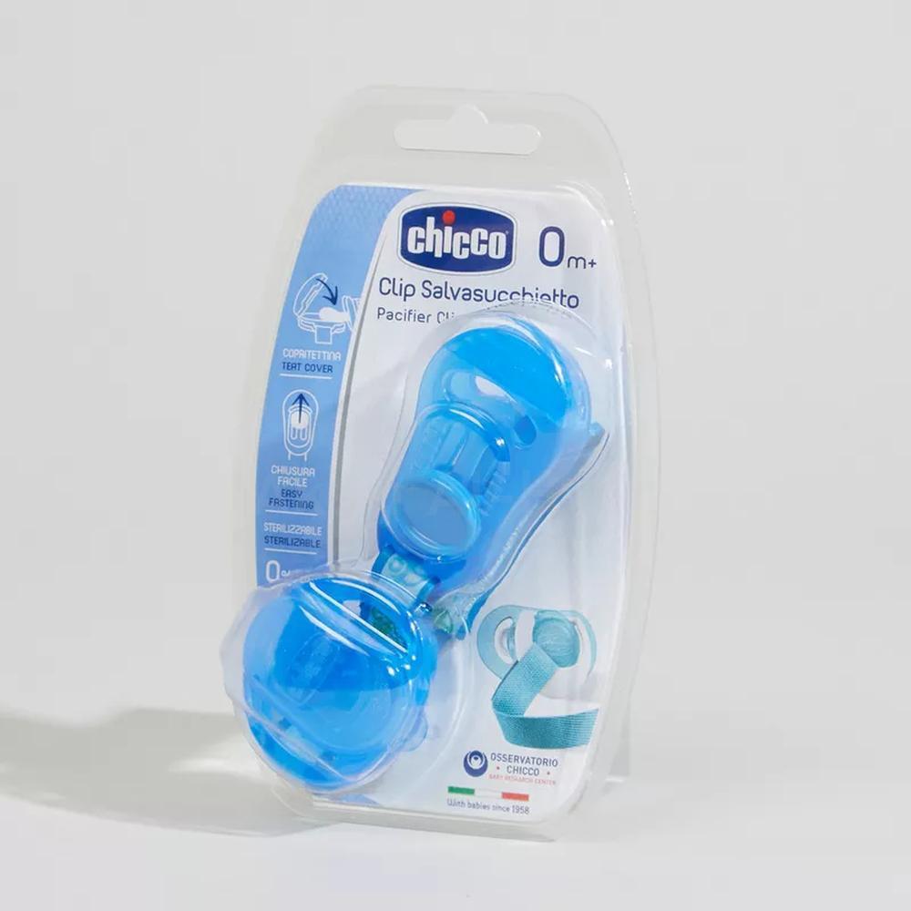 CHICCO PACI.CLIP WITH TEAT COVER BLUE#72638