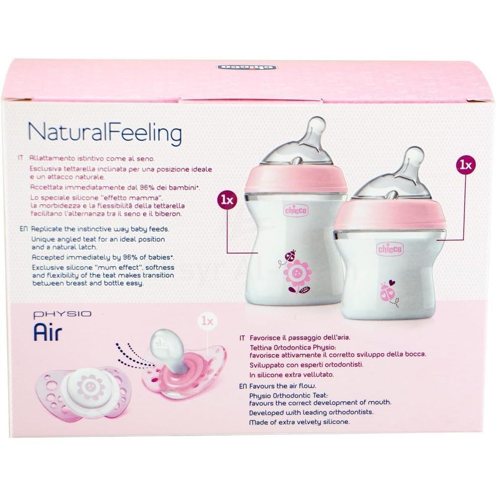 CHICCO NATURAL FEEDING GIFT SET GIRLS(PINK)#8071165 2