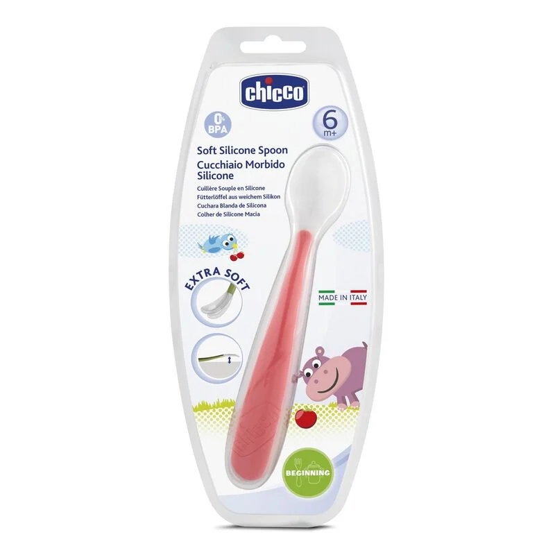 CHICCO SOFT SILICON SPOON 6M+ RED #682871