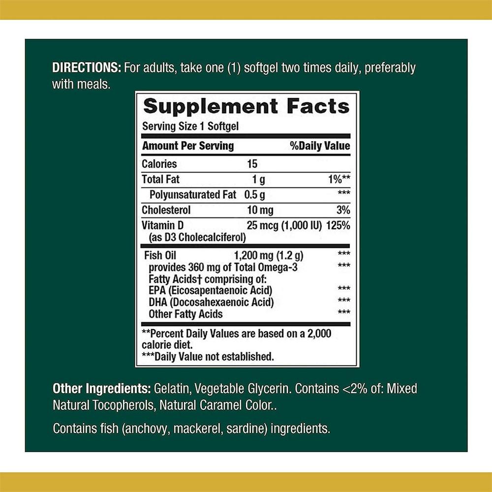 NAT.BOUNTY FISH OIL+D3 1200MG/1000IU 90'S 1