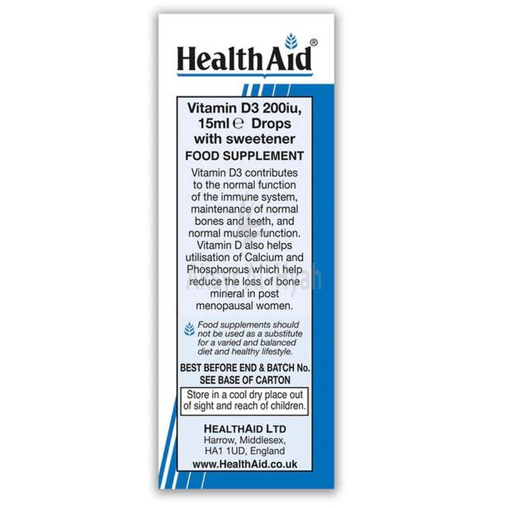 H/AID VITAMIN D3 200 I.U. DROPS 15ML 1