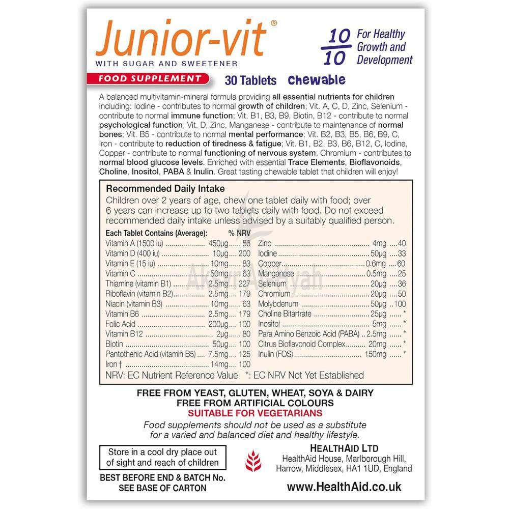 H/AID JUNIOR-VIT CHEWABLE TAB 30'S 1