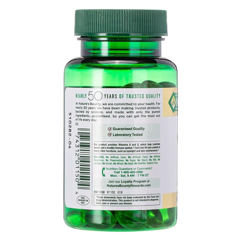 NAT.BOUNTY OMEGA-3 COD LIVER OIL 100'S SOFTGELS 1