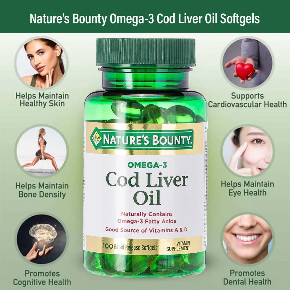 NAT.BOUNTY OMEGA-3 COD LIVER OIL 100'S SOFTGELS 2