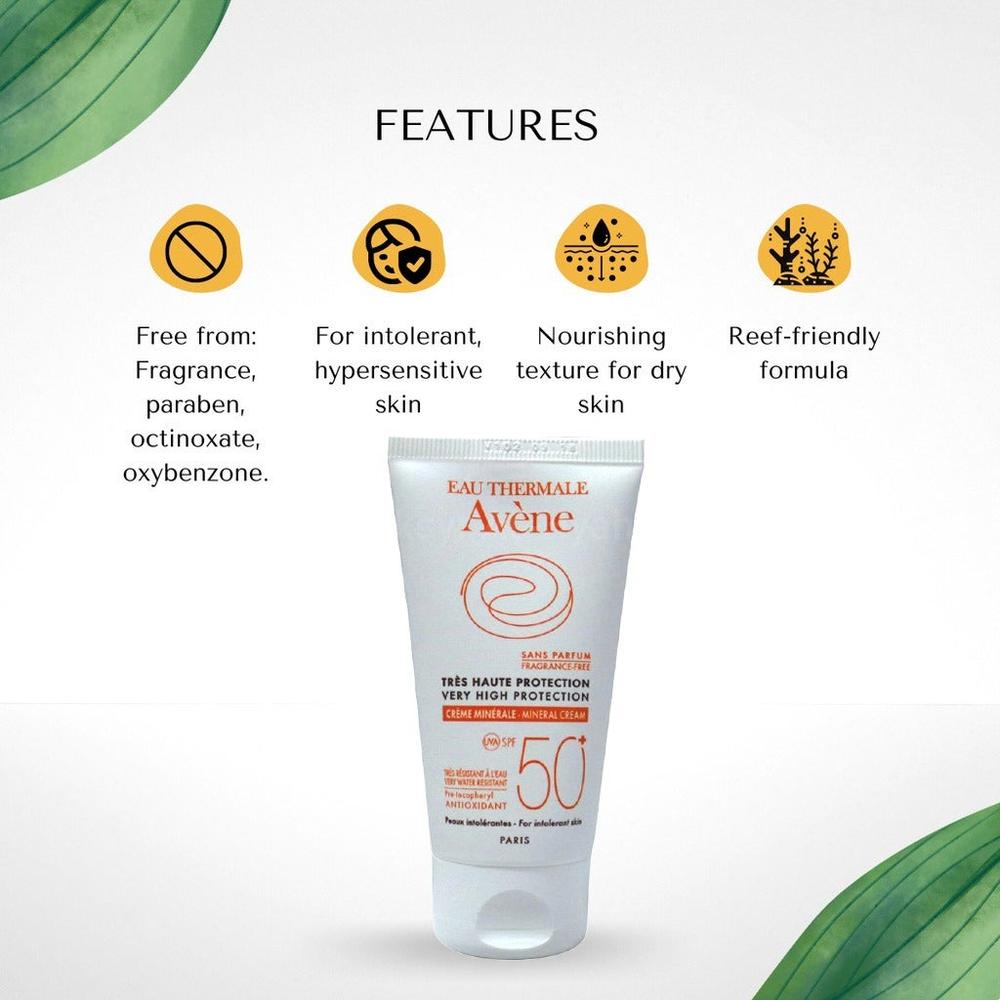AVENE SPF50 MINERAL WHITE CREAM 50ML#555370 2