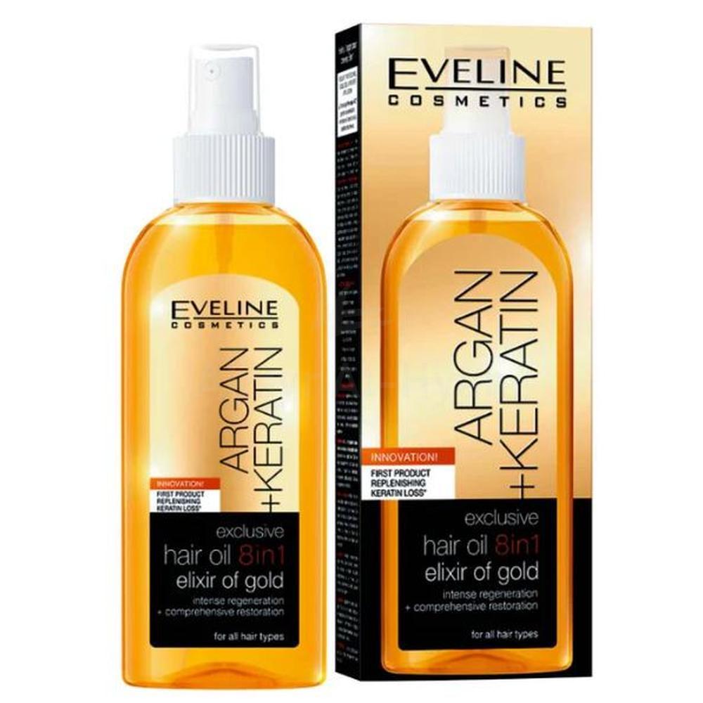 EVELINE ARGAN+KERATIN 8 IN 1 EXCLUSSIVE HAIR OIL.150ML#7127
