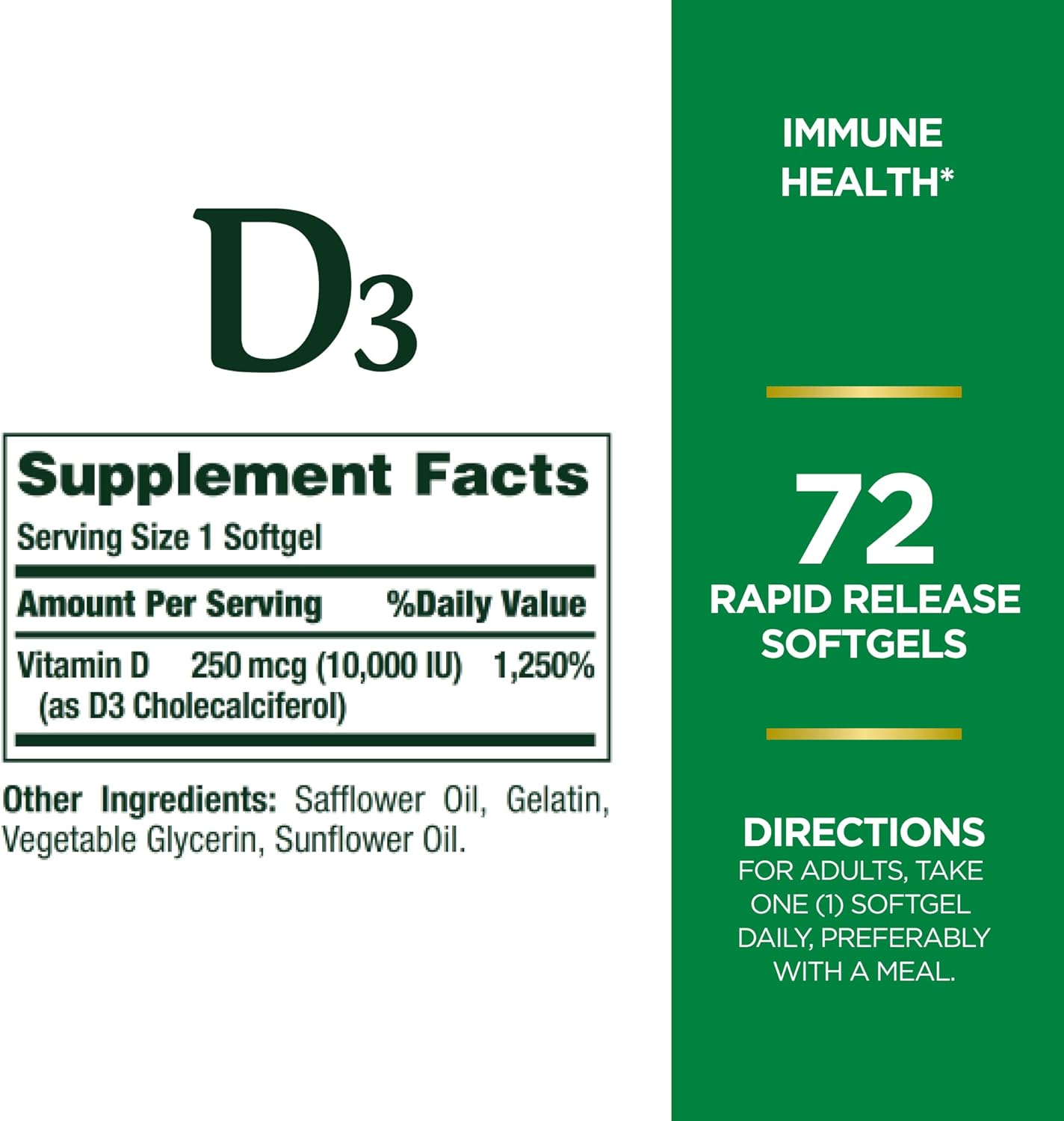 NAT.BOUNTY D3-10000IU SOFTGELS 72'S 1