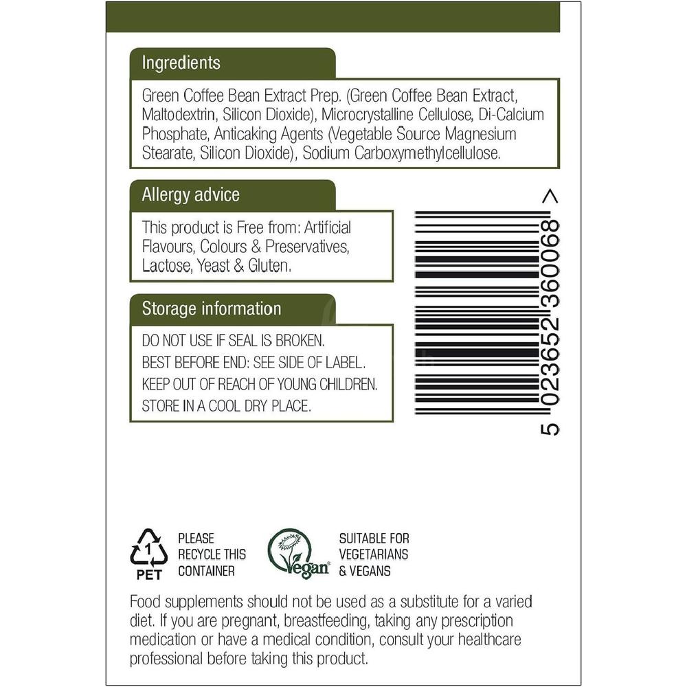 NAT.AID GREEN COFFEE EXTRACT 200MG TAB 60'S 2