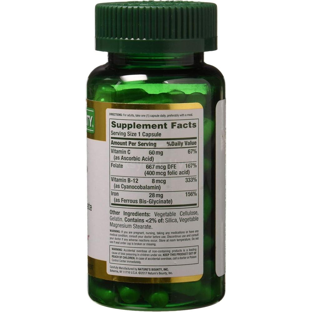 NAT.BOUNTY GENTLE IRON 28MG CAP 90'S 2