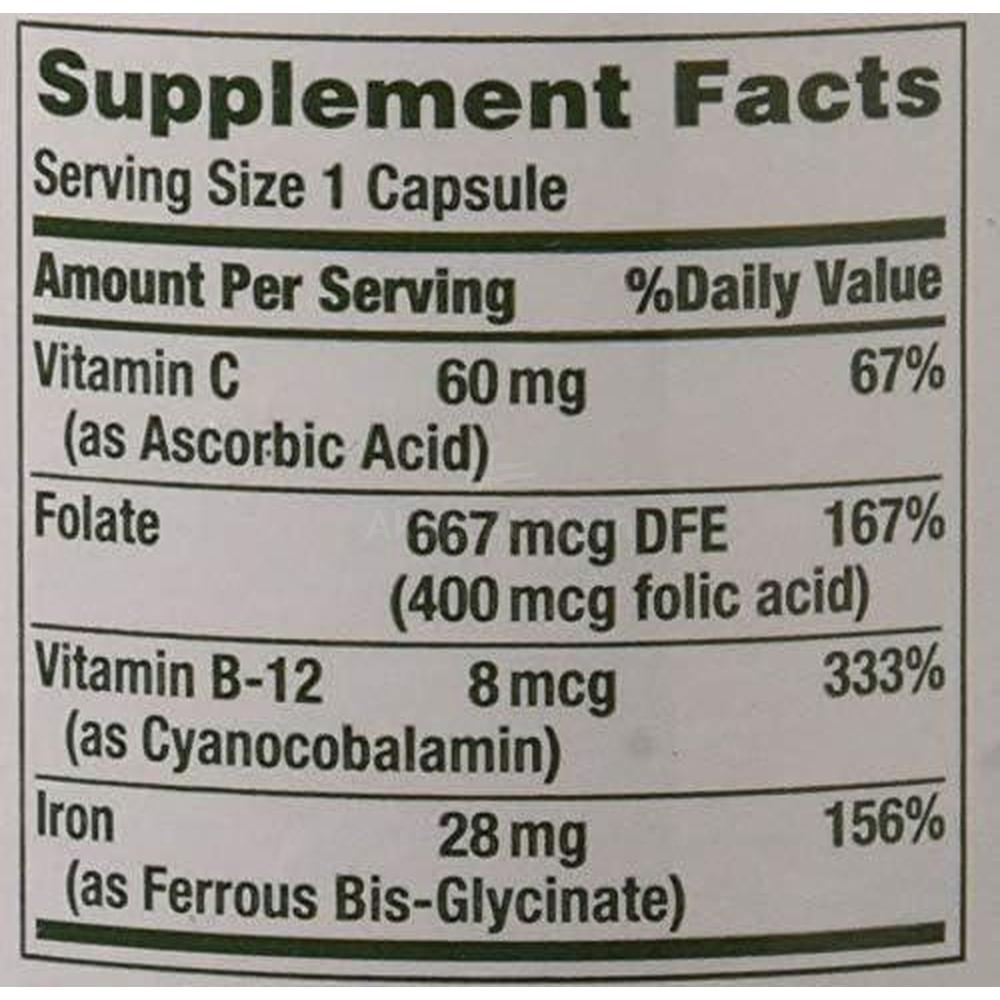 NAT.BOUNTY GENTLE IRON 28MG CAP 90'S 3