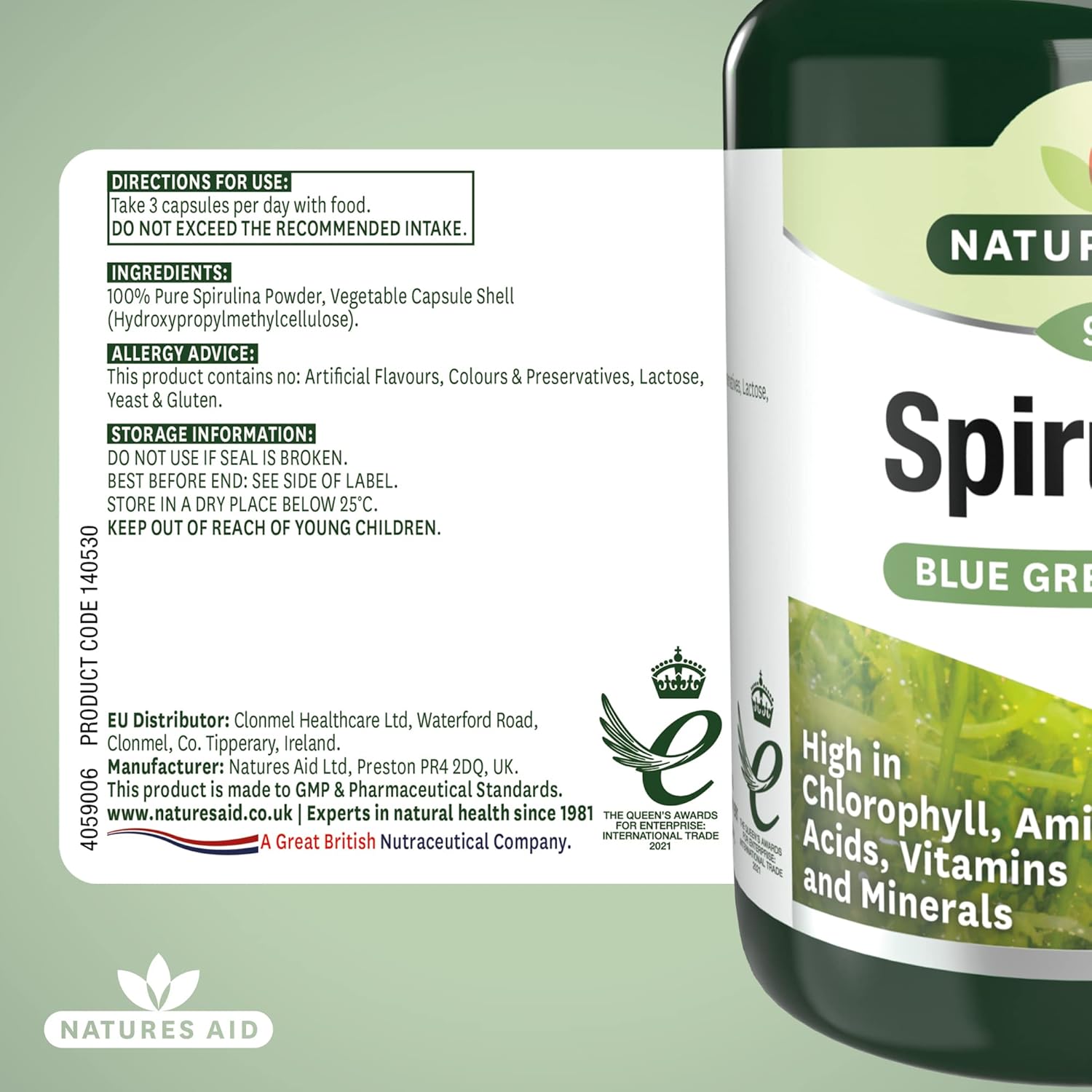 NAT.AID ORGANIC SPIRULINA 500MG CAP 90'S