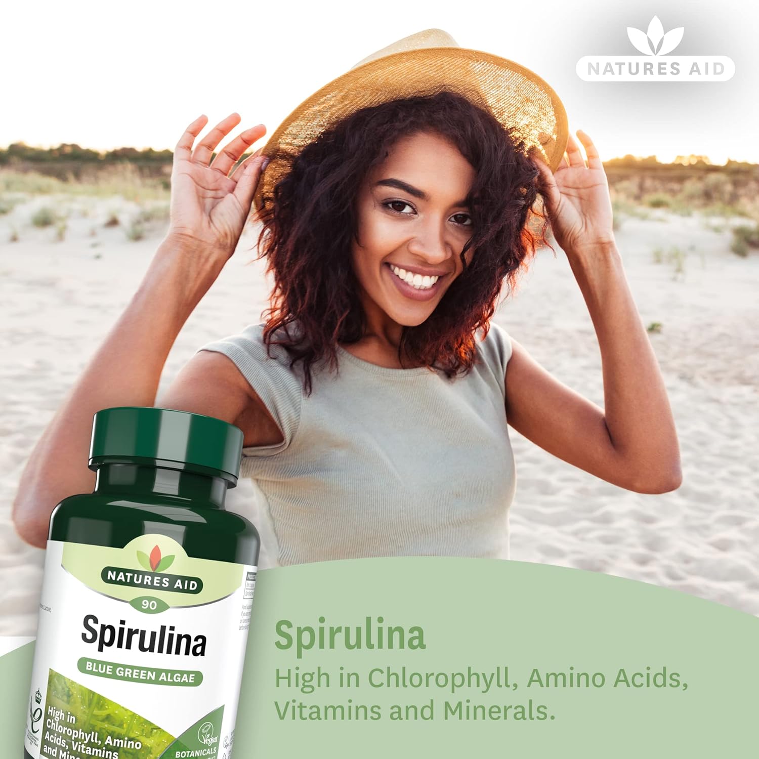 NAT.AID ORGANIC SPIRULINA 500MG CAP 90'S