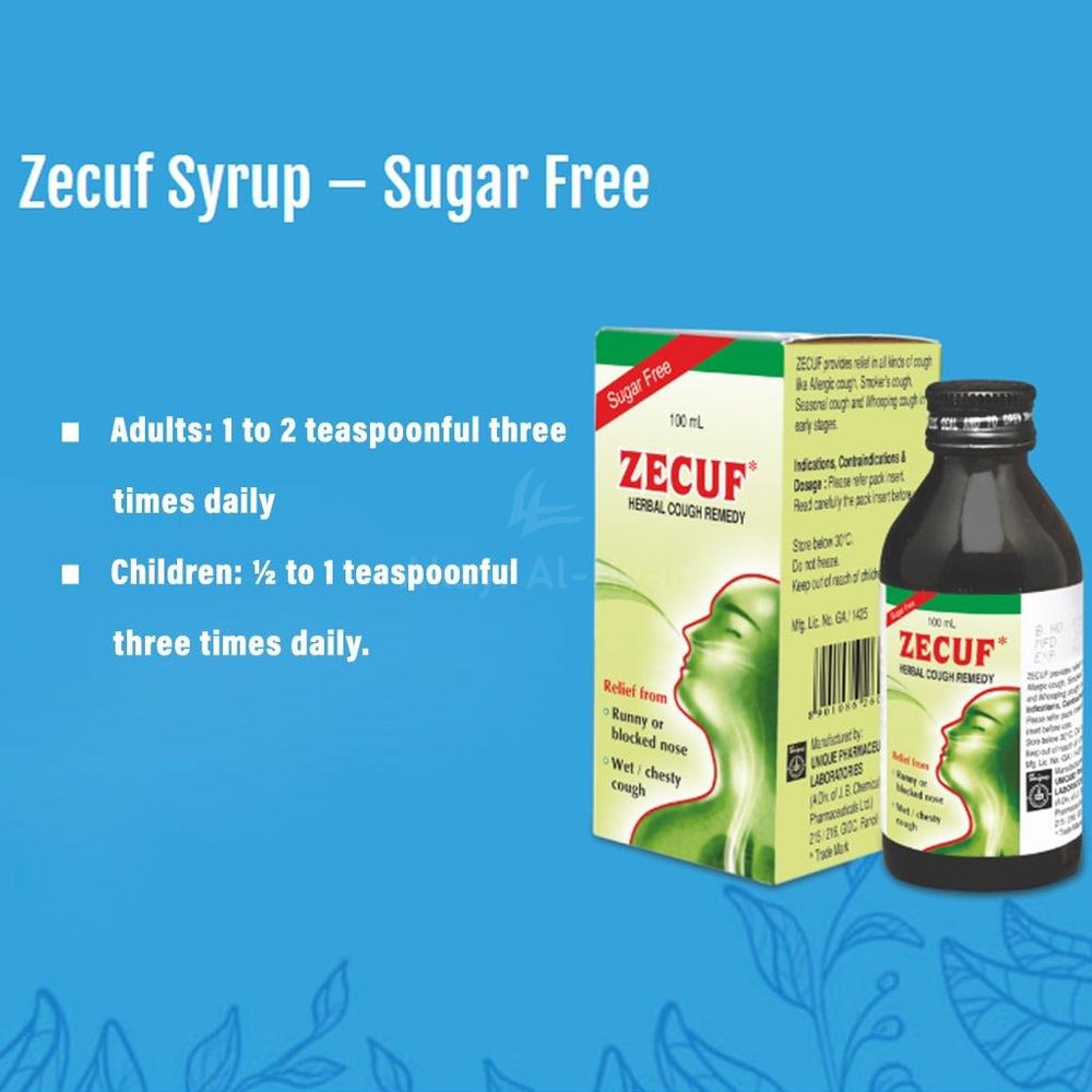 ZECUF HERBAL COUGH SUGAR FREE SYRUP 100ML