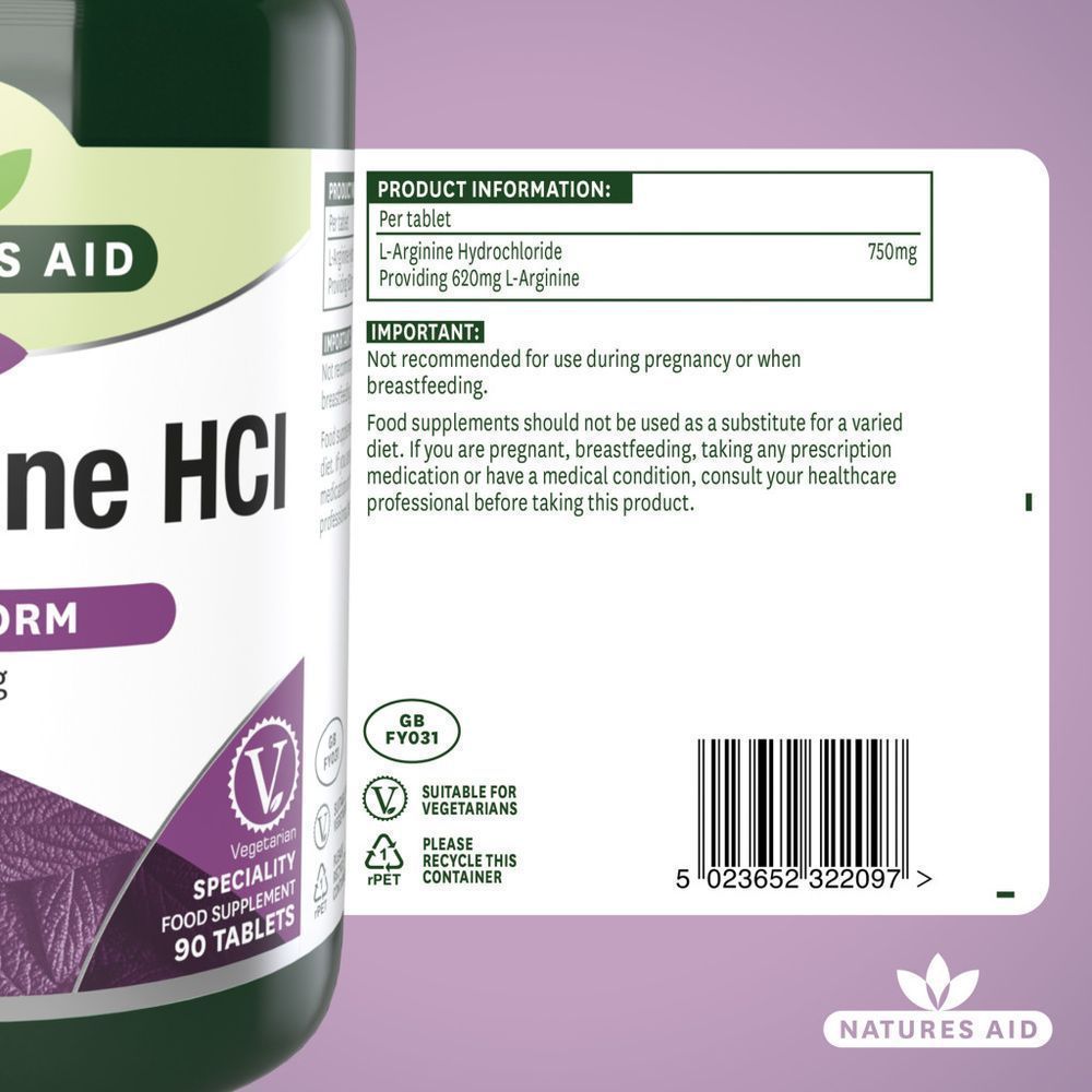 NAT.AID L-ARGININE HCL 750MG TAB 90'S 5