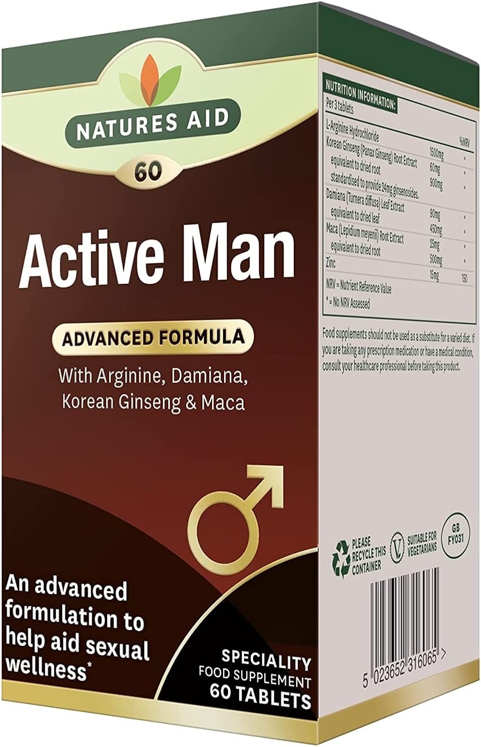 NAT.AID ACTIVE MAN W/ARGININE GINSENG TAB 60'S