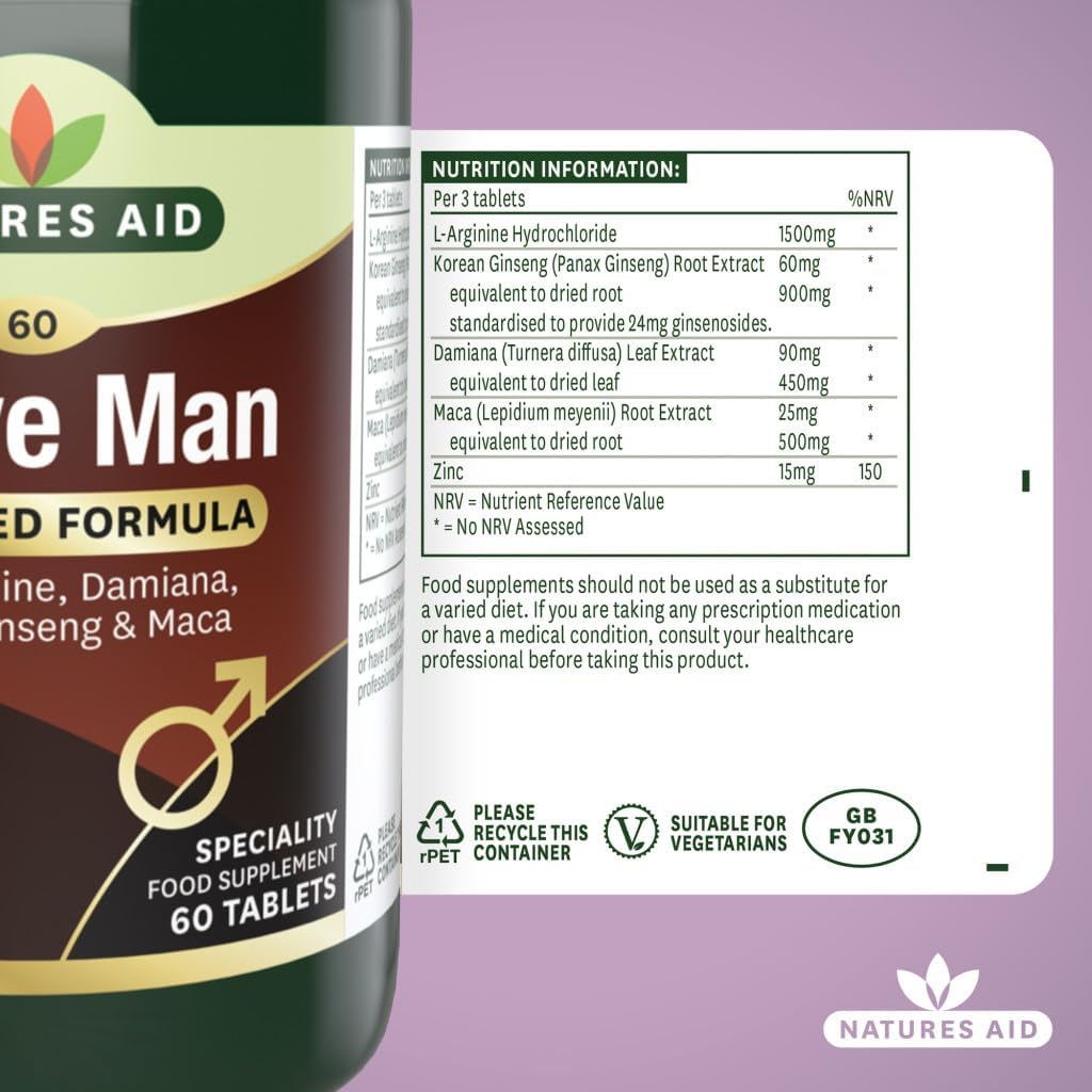 NAT.AID ACTIVE MAN W/ARGININE GINSENG TAB 60'S