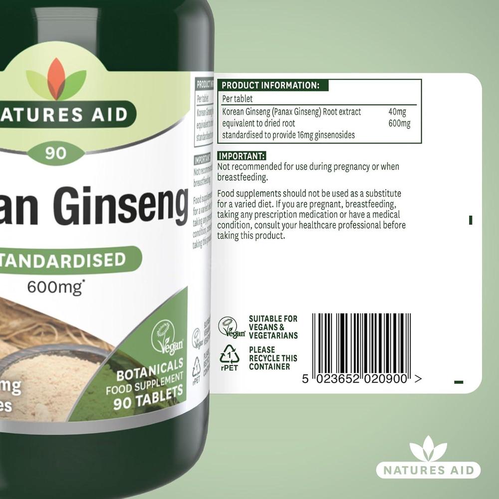 NAT.AID SIBERIAN GINSENG 600MG TAB 90'S 5