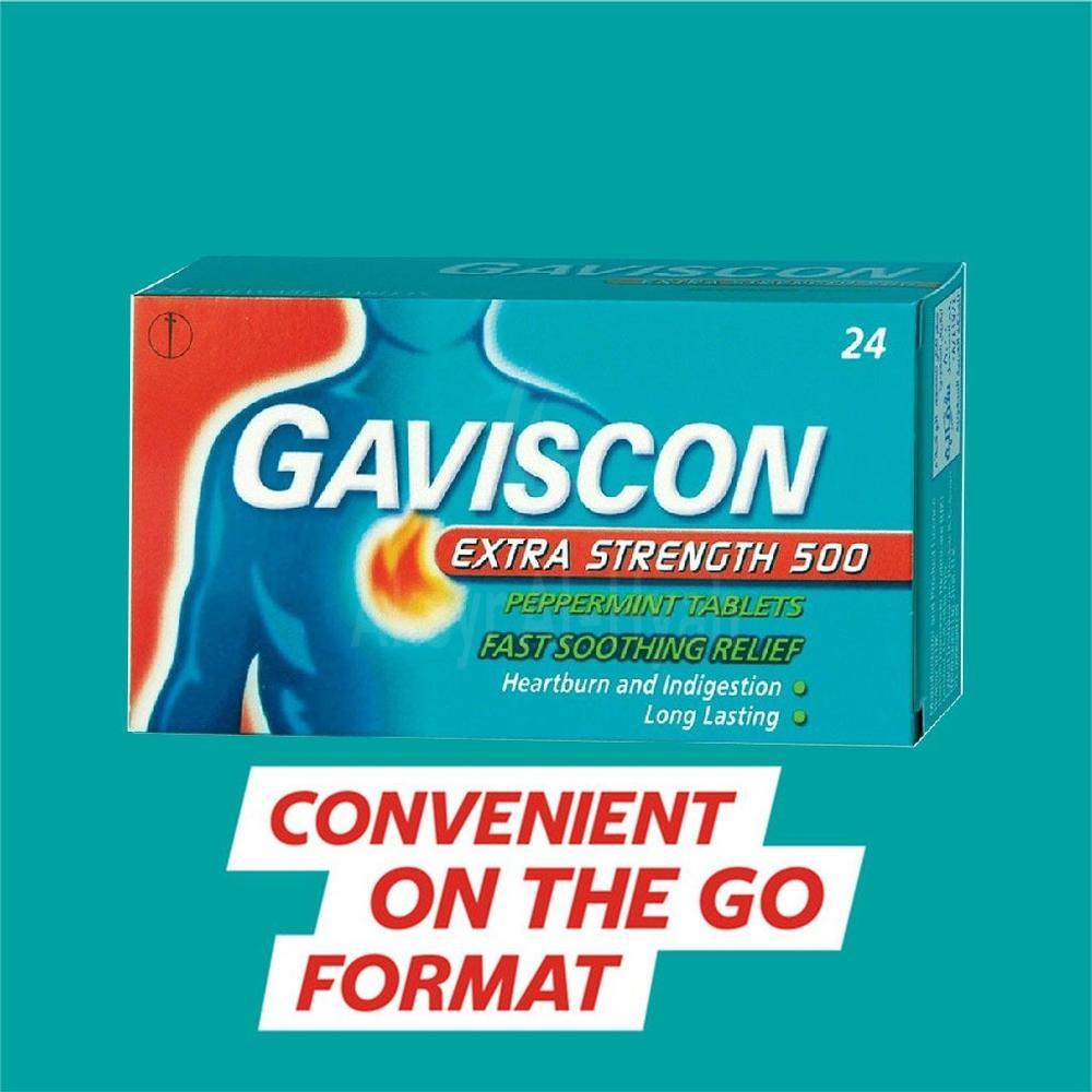 GAVISCON EXT.STRENGTH PEPPERMINT TAB 24'S