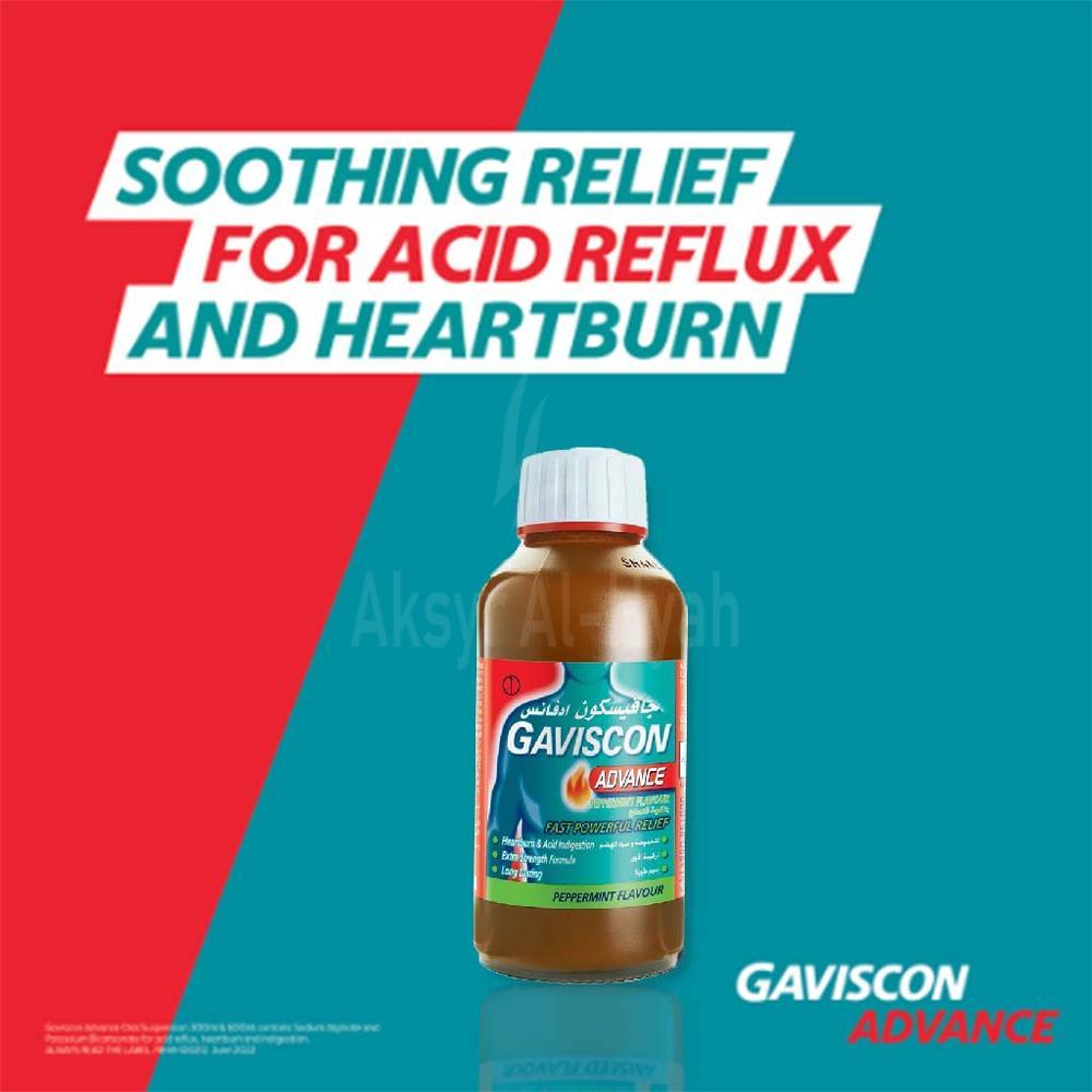 GAVISCON ADVANCE PEPPERMINT LIQUID 300ML 6