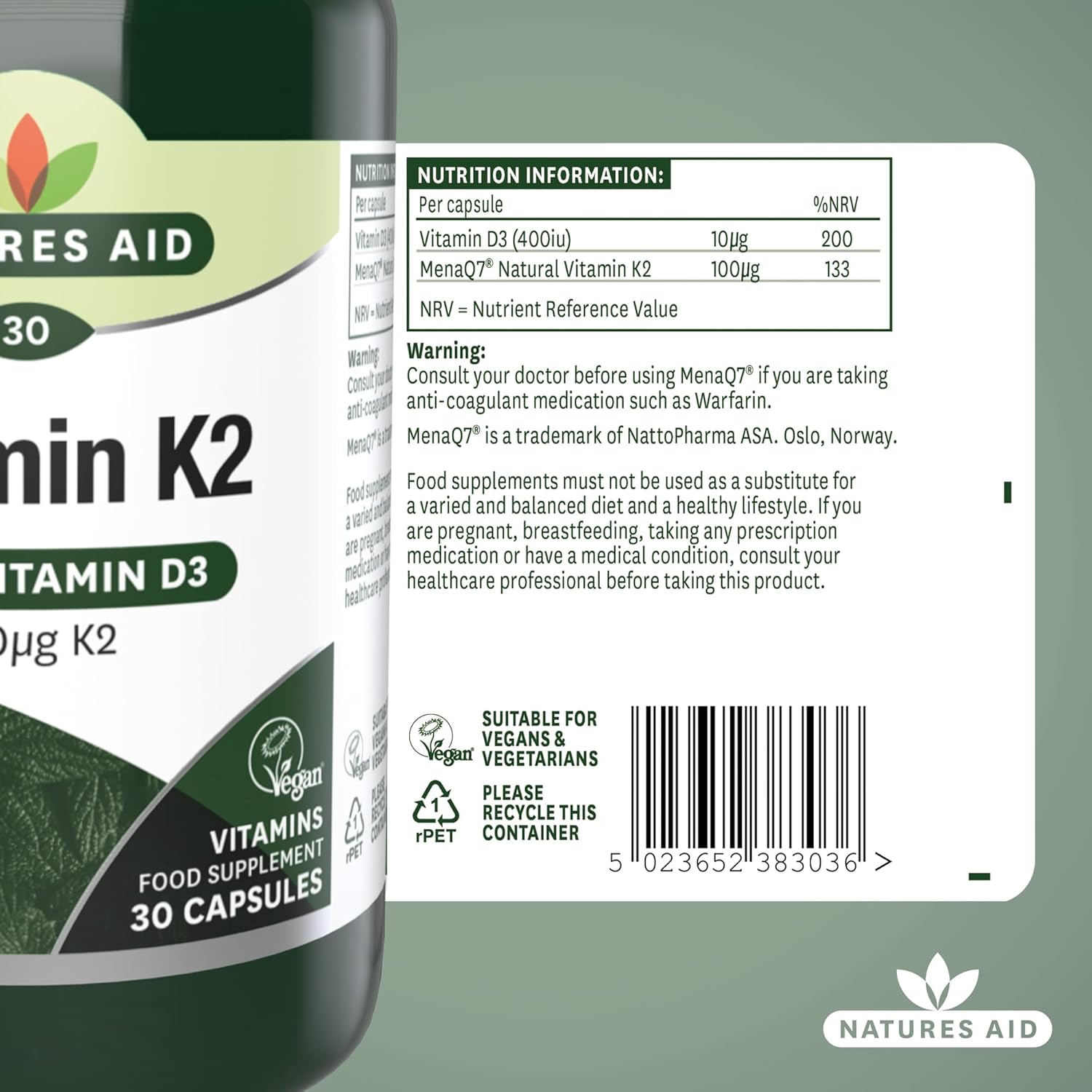 NAT.AID VITAMIN K2 100UG CAP 30'S 1