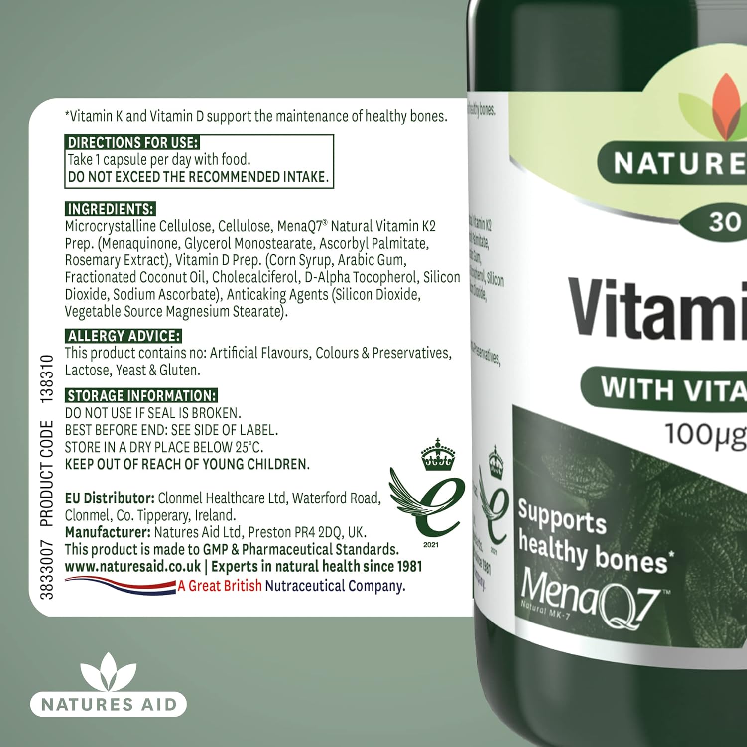 NAT.AID VITAMIN K2 100UG CAP 30'S 2