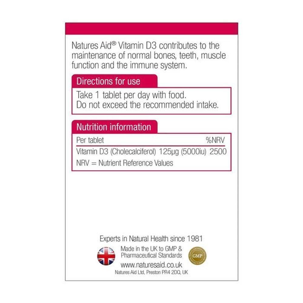 NAT.AID VITAMIN D3 5000 I.U. TAB 60'S 2