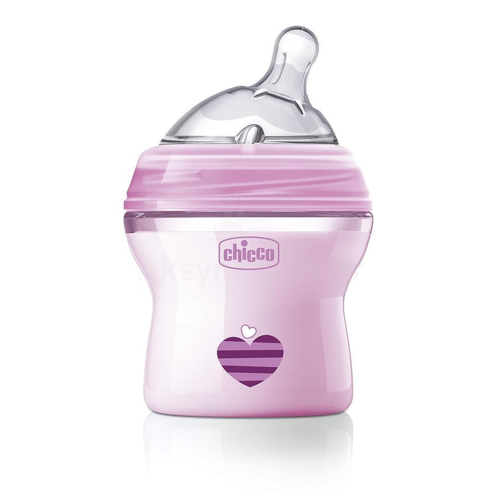 CHICCO NAT.FEELING BOTTLE 0M+PINK 150ML# 813111 1