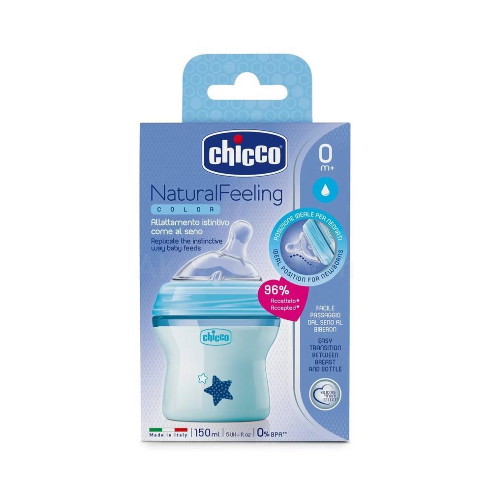 CHICCO NAT.FEELING BOTTLE 0M+BLUE 150ML# 8081121 1