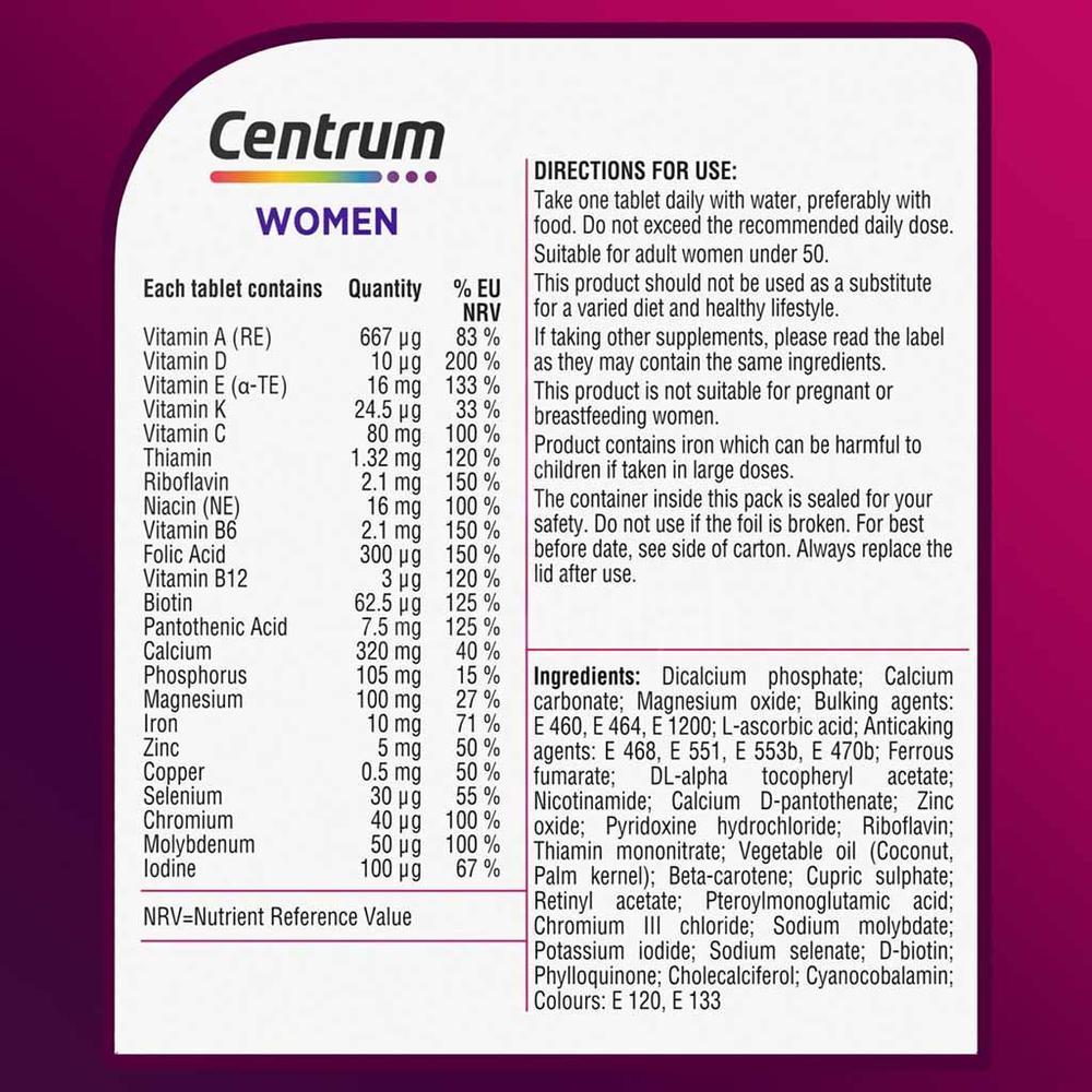 CENTRUM WOMEN A TO ZINC TAB 60'S 1