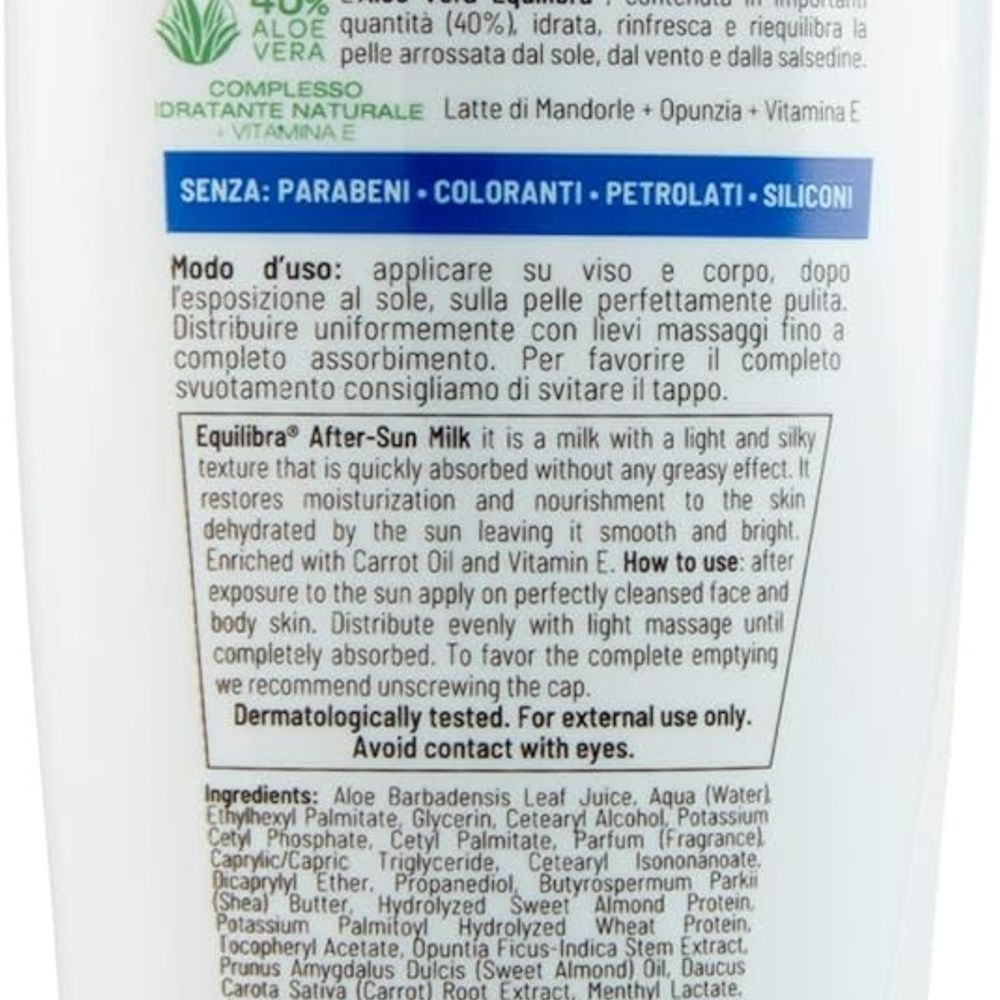 EQUILIBRA AFTER SUN MILK (ALOE VERA)200ML 4