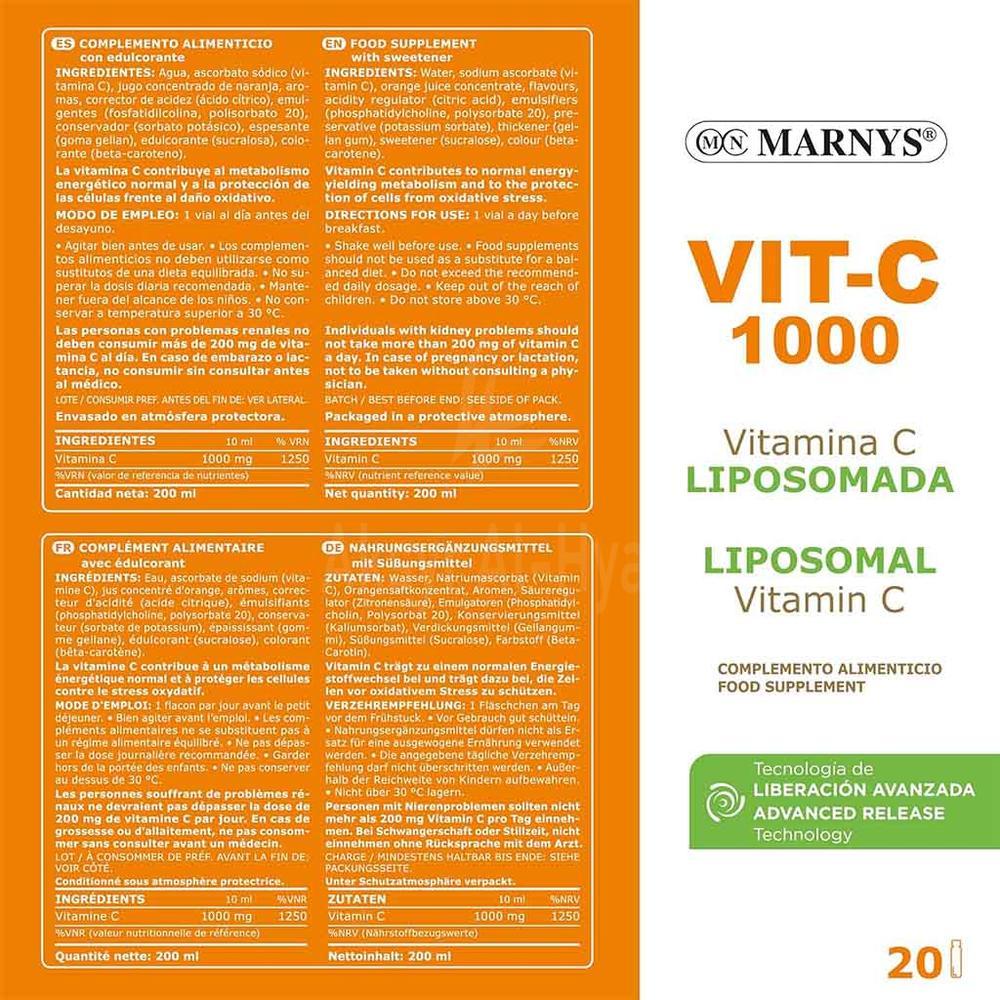 MARNYS VITAMIN C 1000MG VIALS 20 X 10ML 1