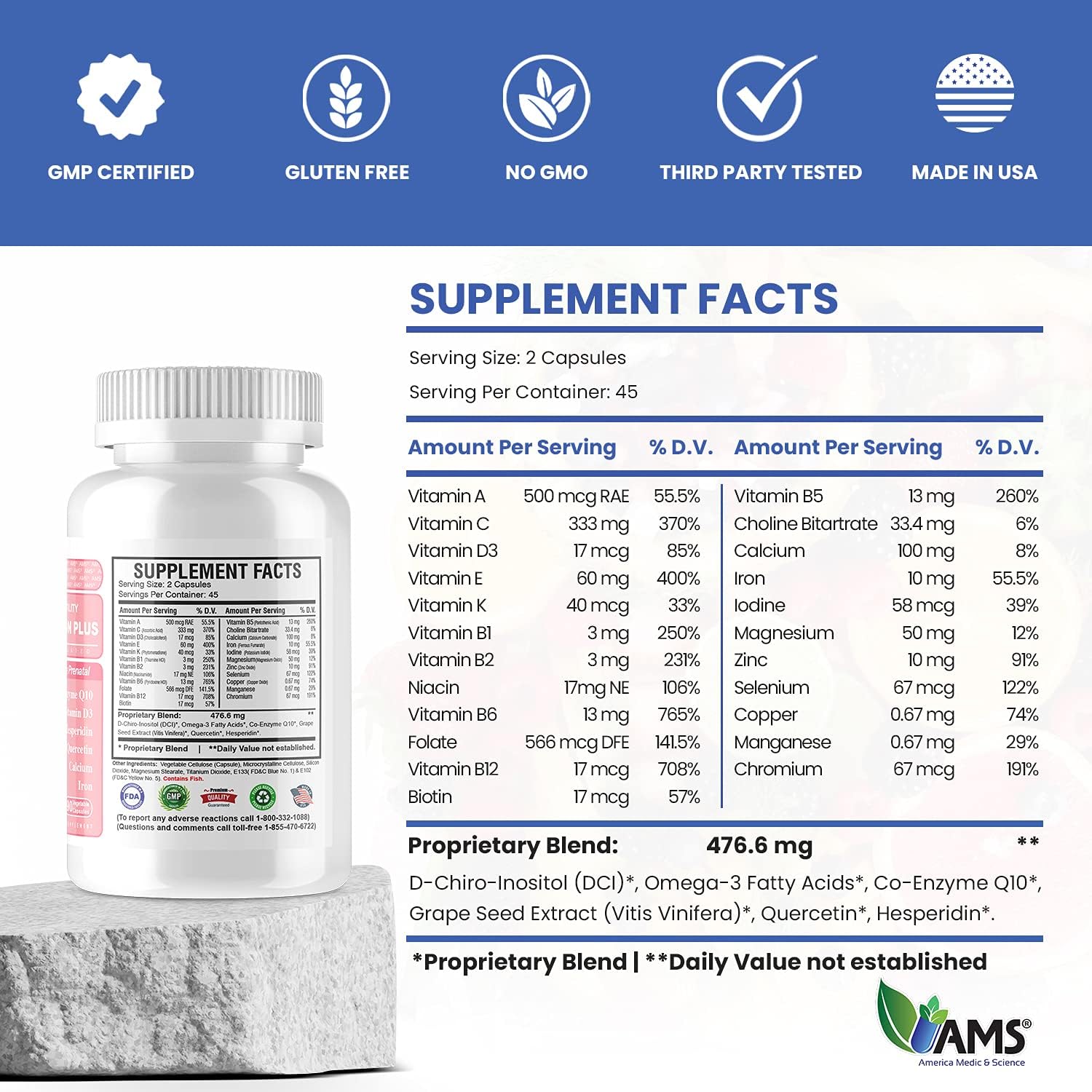 AMS PRENATAL PRECONCEPTION PLUS CAP 90'S 2