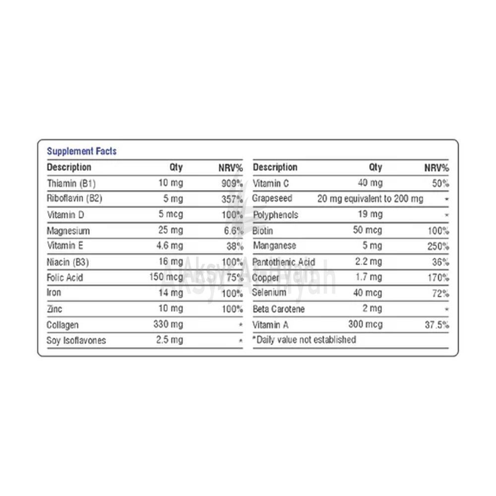 LIFE-ON DERMA-LIFE HAIR NAIL&SKIN TAB 30'S 2