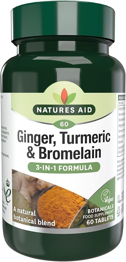 NAT-AID GINGER TURMERIC&BROMELAIN TAB 60'S