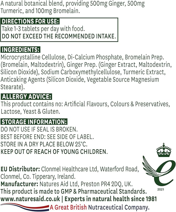 NAT-AID GINGER TURMERIC&BROMELAIN TAB 60'S 1