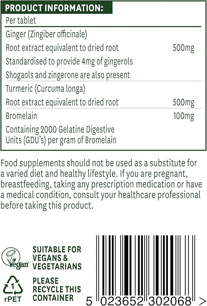 NAT-AID GINGER TURMERIC&BROMELAIN TAB 60'S 2