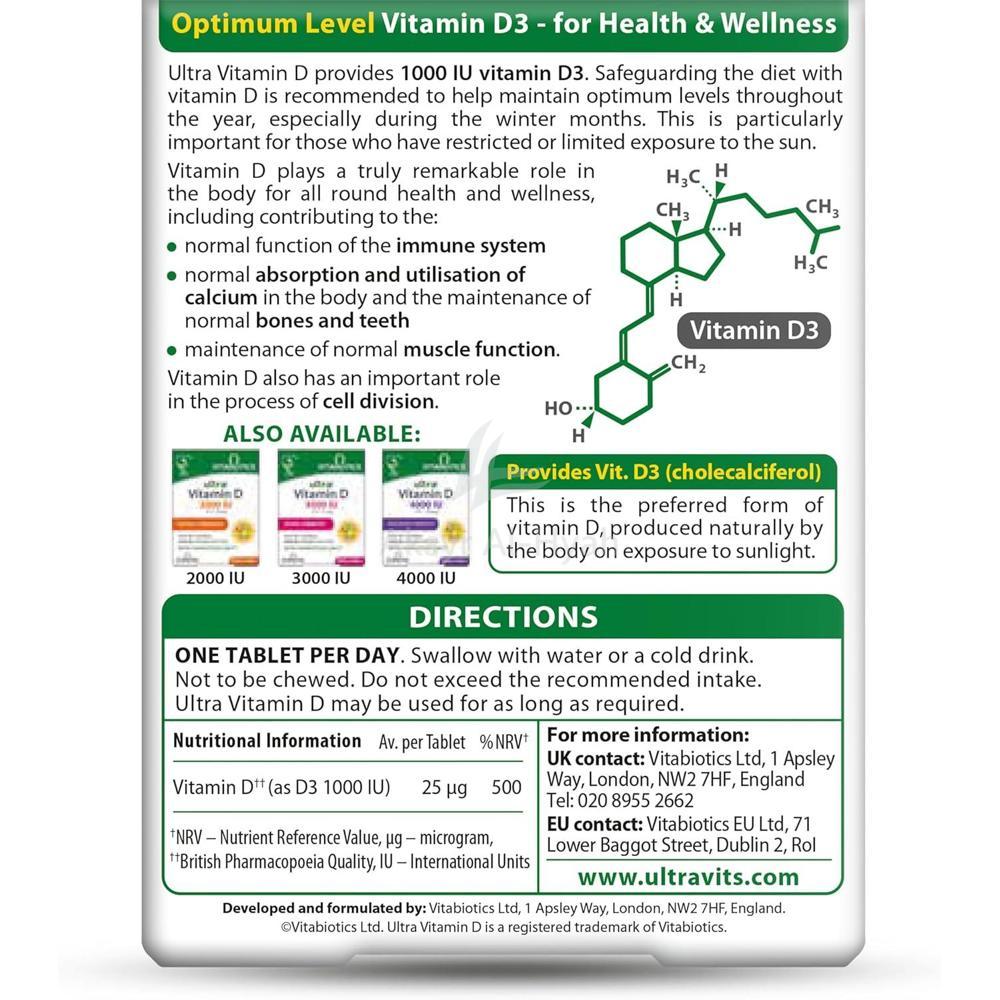 VITABIOTICS  ULTRA VITAMIN D3 1000 I.U. CAPS 96'S 1