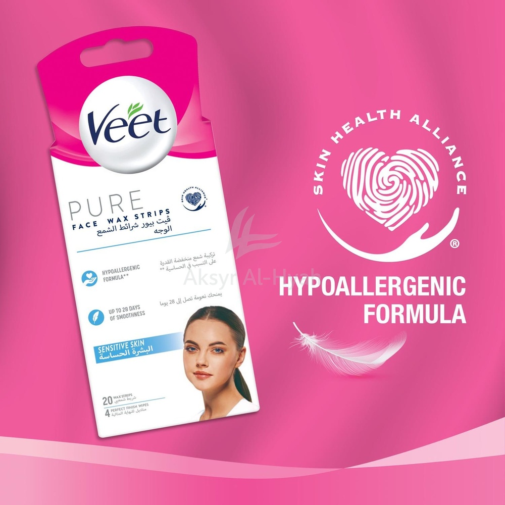 VEET PURE FACE SENS WAX STRIPS 20'S #8600 1