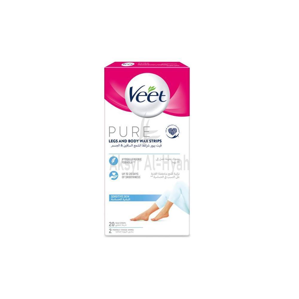 VEET PURE LEGS&BODY SENS WAX STRIPS  20'S #8800