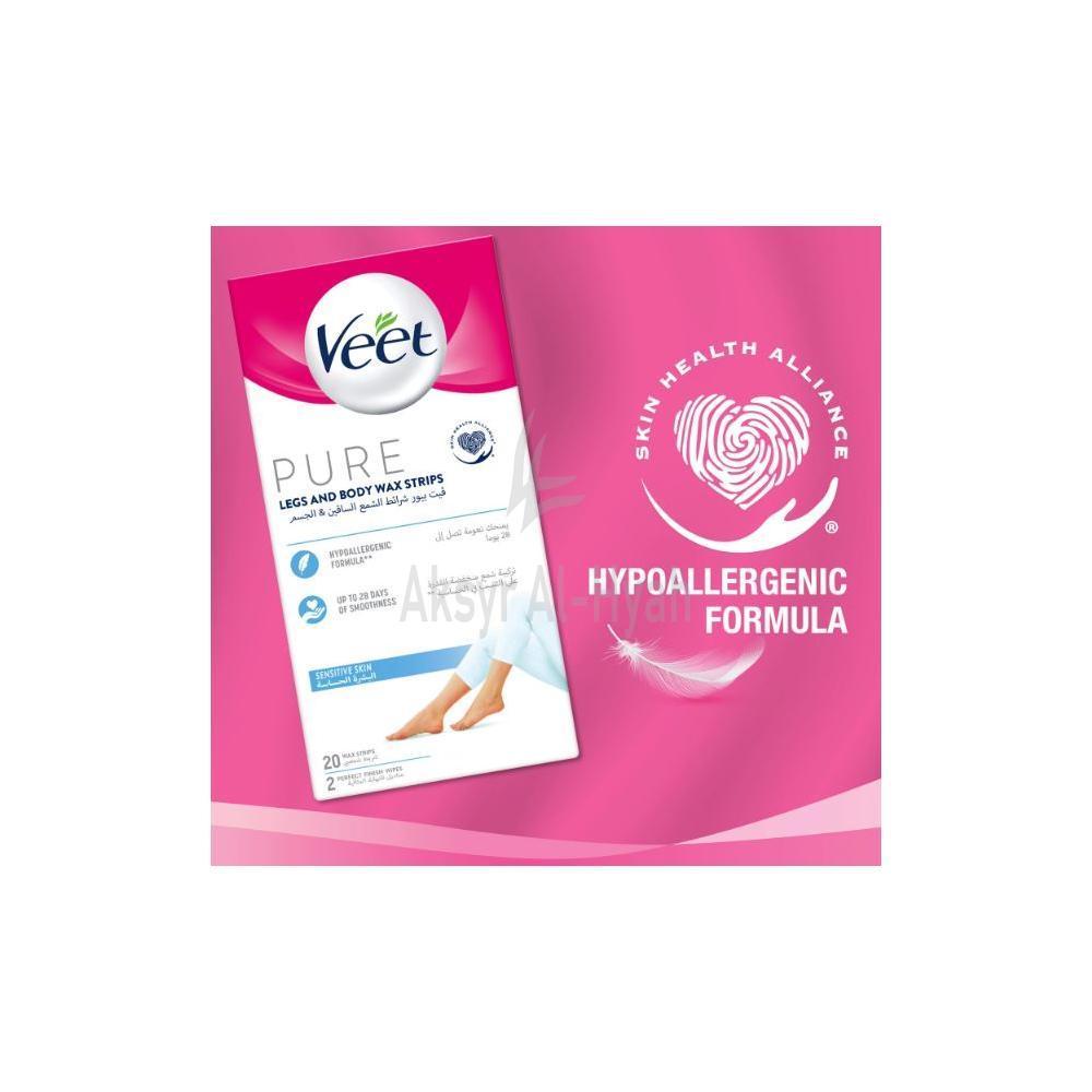 VEET PURE LEGS&BODY SENS WAX STRIPS  20'S #8800 1